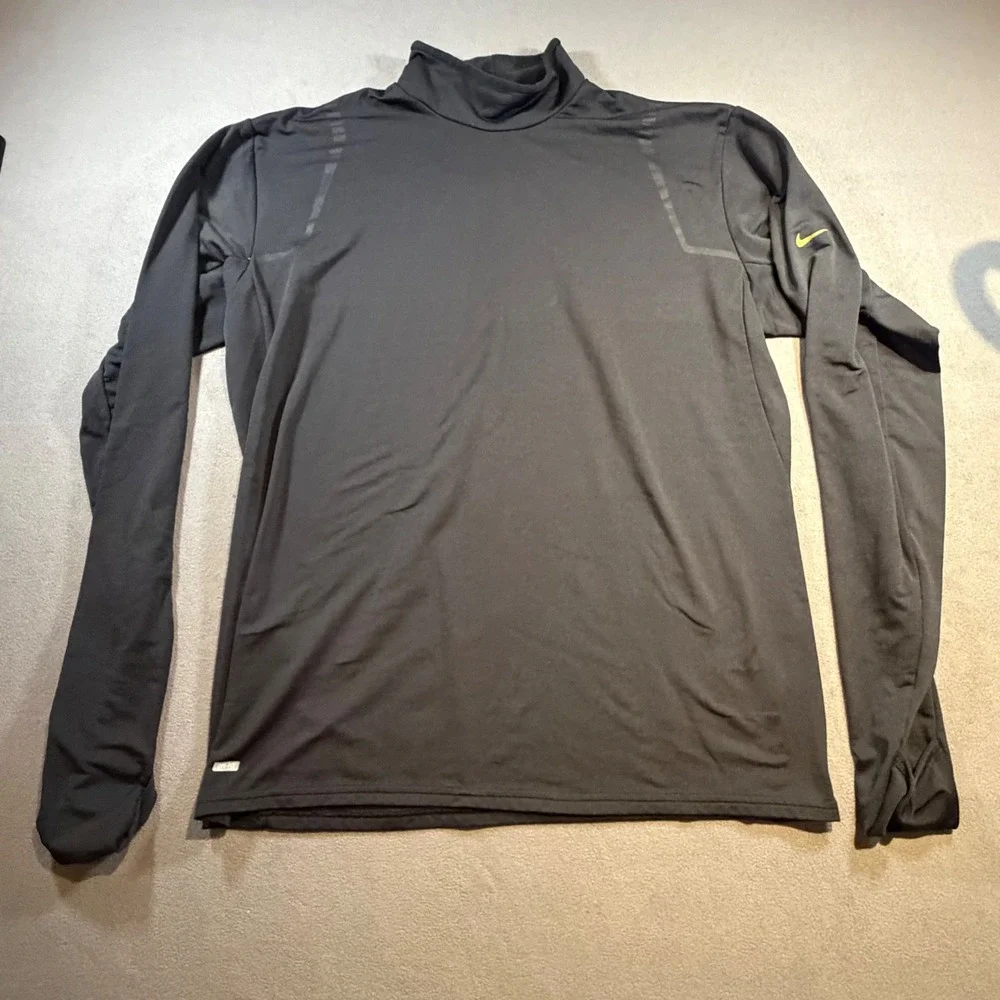 Nike Dri-FIT Mens XXL Black Mock Neck Long Sleeve Base Layer Training Top